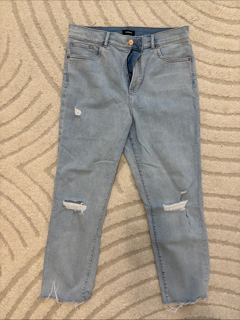 Express Light Blue Distressed Boyfriend Jeans